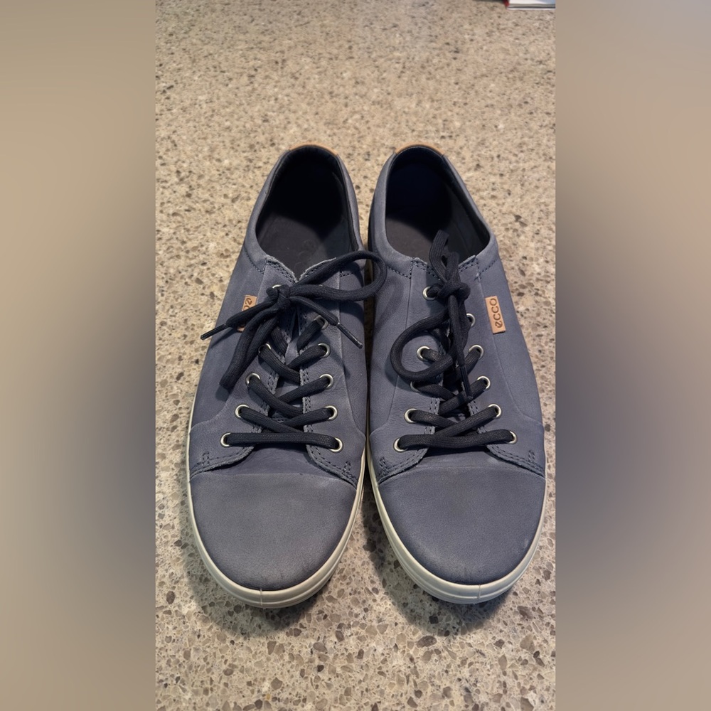 ECCO Men's Blue Suede Leather Sneakers EU 45 US 11-11.5 Casual Shoes